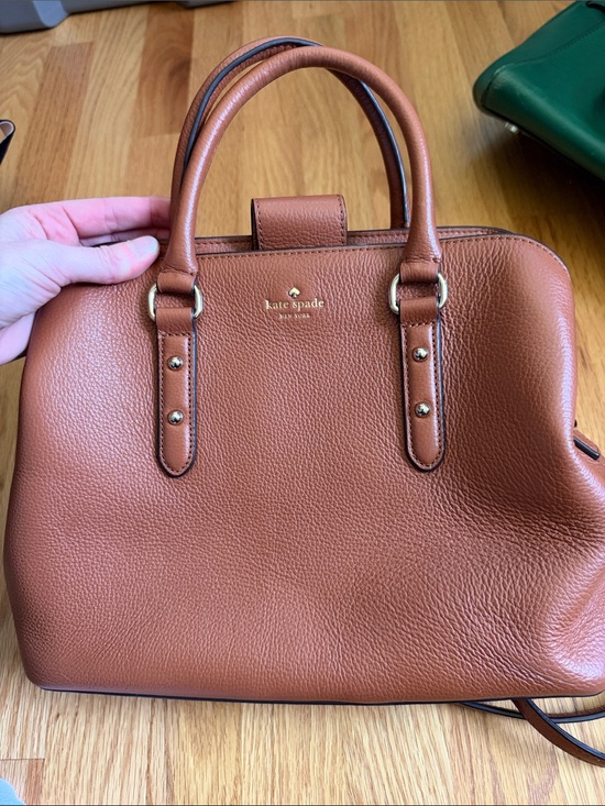 kate spade Handbags - kate spade Cognac Pebbled Leather Dome Satchel
